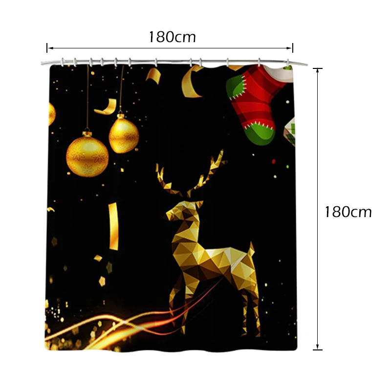 Merry Christmas набор для ванной комнаты золотые лосиные шары узор водонепроницаемый Душ шторы Туалет крышка Коврик Нескользящие ковры домашний декор