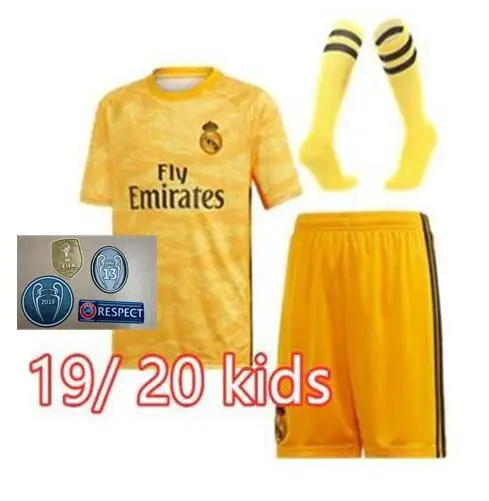 Real Madrides/детская трикотажная одежда,, Real Madrides, Детский комплект+ носки, Футбольная Футболка, домашняя одежда, 3RD Hazard 19 20, Детская футбольная рубашка - Цвет: kids