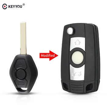 

KEYYOU 10X Modified Flip Remote Key 3 Button Car Key Shell Case for BMW E38 E39 E46 M5 X3 X5 Z3 Z4 HU92 Blade
