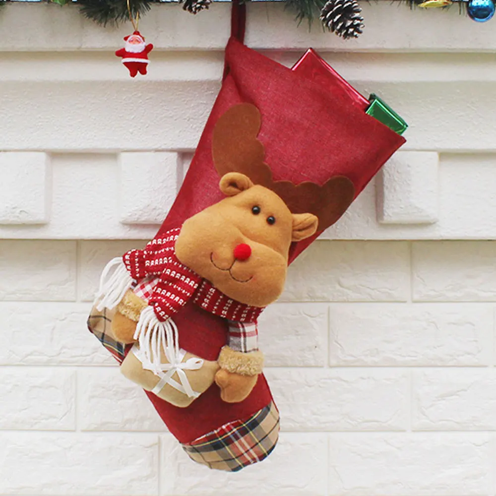 

Snowman Elk Gift Candy Bag Xmas Hanging Pendant Cute 2018 Covers Home Supplies Christmas Socks for Package Storage Santa Claus