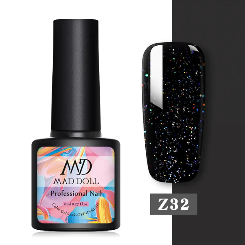 Z32 MAD DOLL 1 бутылка 8 мл затенение ногтей гель белый прозрачный смешанные цвета длительный Замачивание от УФ гель лак - Цвет: Z32
