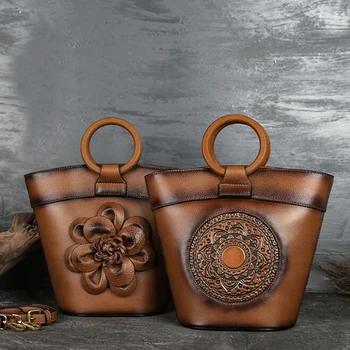 

Large Capacity Genuine Leather Handbags Tote Retro Crossbody Women Shoulder Bags Soft Hobos Casua Cowhide Messenger Satchel Bags