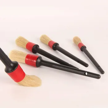 

5Pcs Natural Boar Hair Detail Brush Car Cleaning Detailing Automotive Detailing For Car Cleaning Dirt Dust Clean Brushes