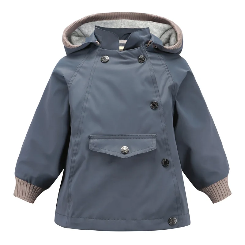 Флисовая ветровка для мальчиков и девочек детская куртка Верхняя одежда с капюшоном зимнее серое пальто для подростков водонепроницаемое снаряжение для детей 2, 4, 8, 10 лет