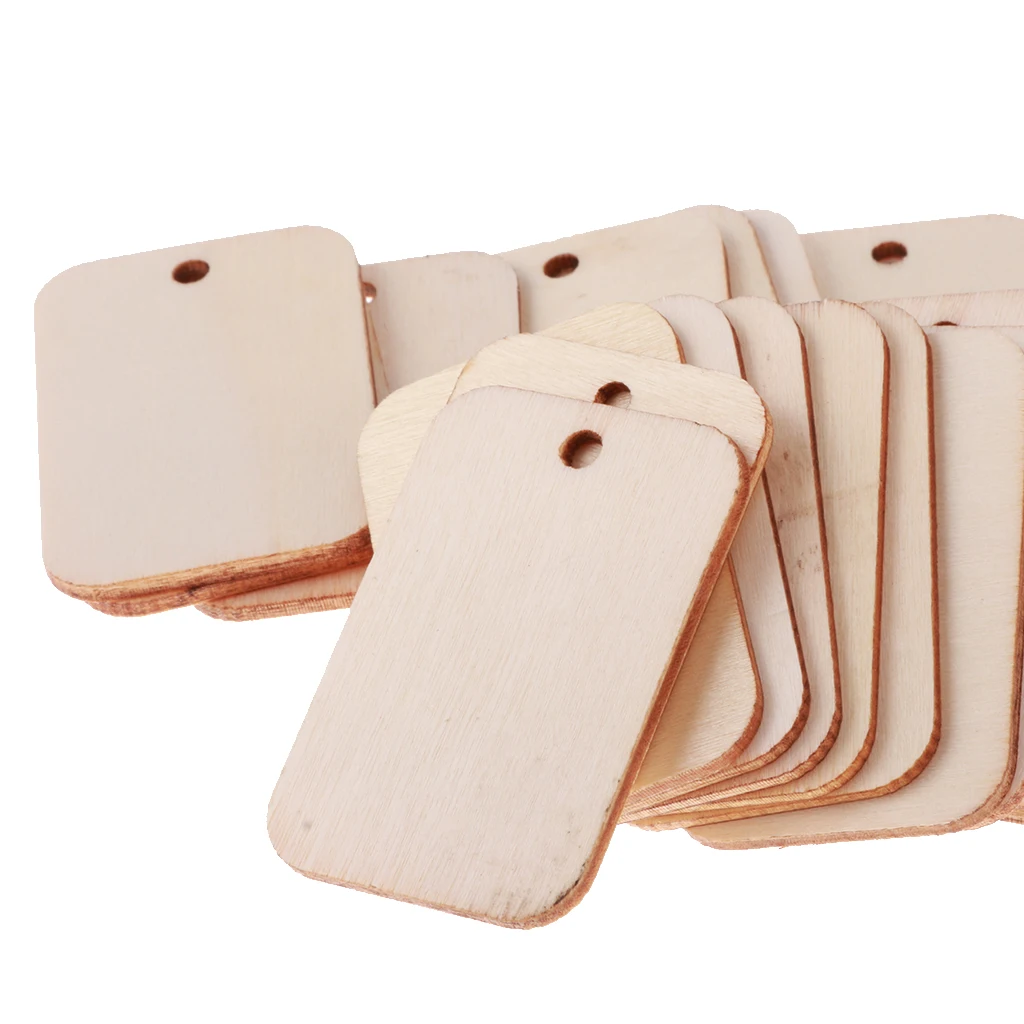 

Blesiya 100x Blank Wooden Gift Tags Natural Hanging Label Wedding Decoration