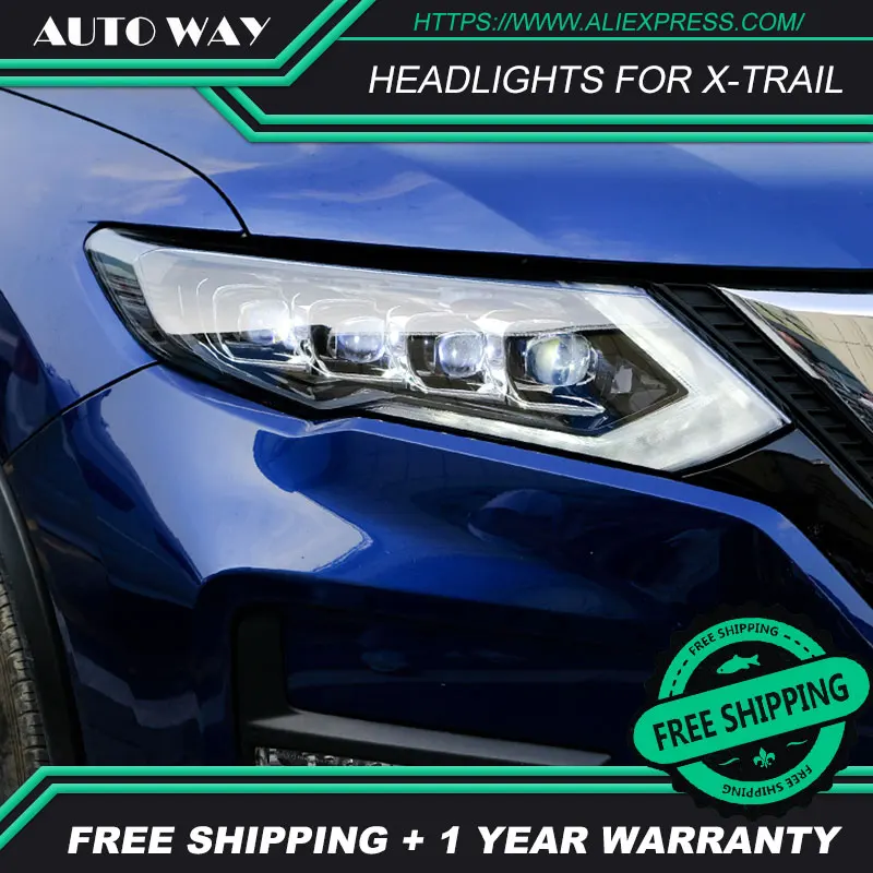 Автомобильный Стильный чехол для фар Nissan X-Trail, все светодиодный- светодиодный головной фонарь, все светодиодный фары Nissan X-Trail, дневные ходовые огни