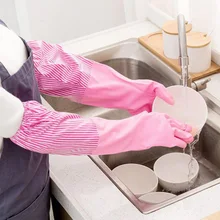 1 пара, полезный Водонепроницаемый защитный моющий инструмент для посуды с длинным рукавом, противоскользящие дизайнерские перчатки, домашние кухонные моющие перчатки