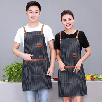 

Unisex Cook Apron Barista Bartender Chef Waiter Hairdresser Work Apron BBQ Cafe Baking Catering Uniform Anti-Dirty Overalls