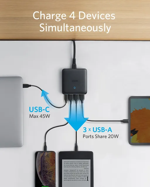 Anker GaN 65W Fast Charger USB C Charger Adapter PowerPort Atom III Slim 45W Wall Charger type C Mobile phone adapters Charger - Hình ảnh 4