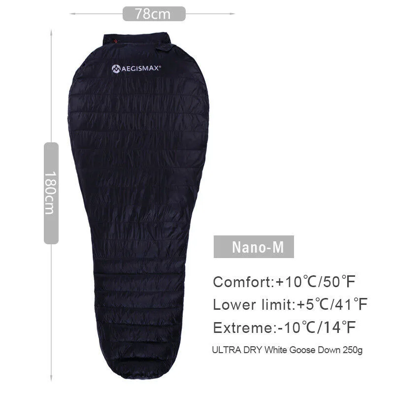 

AEGISMAX Nylon Camping Ultra-Light Goose Down Mummy Sleeping Bag Equipment