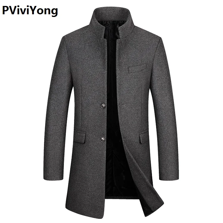 PViviYong Новое поступление осенне-зимний высококачественный шерстяной Тренч для мужчин, мужские шерстяные толстые куртки больших размеров M-4XL 2811