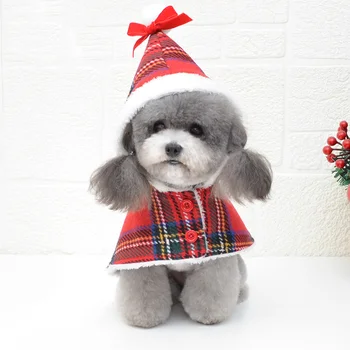 

Pet supplies Dog clothes pet holiday clothes dog cloth Christmas clothes Christmas party with hatswinter warm Teddy Baume