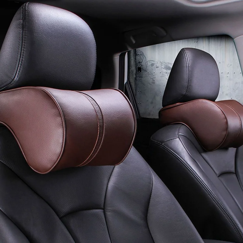 1 пара Регулируемый искусственная кожа с эффектом памяти «Коттон мемори», Автомобильная подушка-подголовник для шеи эргономичная подушка под голову подушка для сиденья с защитой шеи, аксессуар для автомобиля
