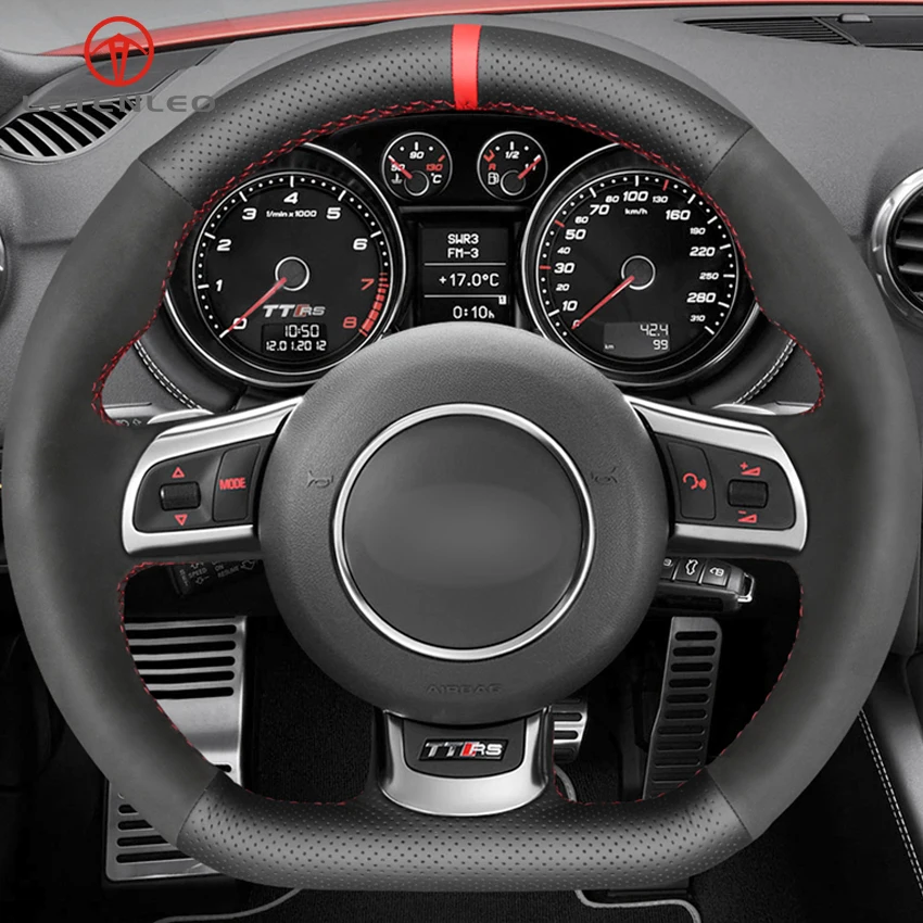 LQTENLEO черное замшевое рулевое колесо из натуральной кожи для Audi TT RS 2009-(купе родстер) RS 3 2012-(спортбэк