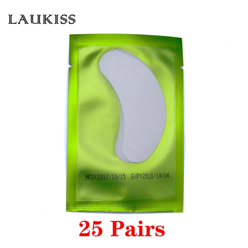 Накладки для глаз 25 накладки для ресниц накладки для глаз без ворса накладки для наращивания ресниц удлинители ресниц для профессиональных инструментов - Цвет: 25Pair Green