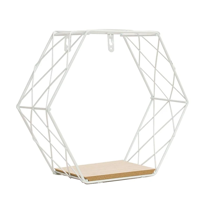 Железная шестиугольная сетка настенная полка комбинированная подвесная геометрическая фигура украшение стены для дома(для подарка, пожалуйста, отметьте