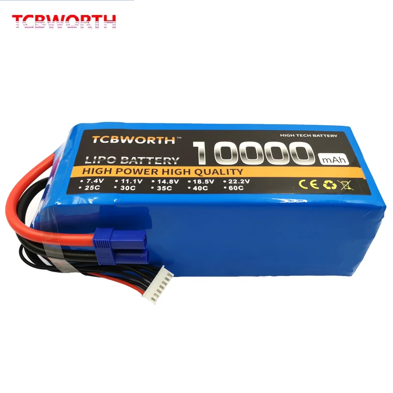 

RC LiPo Battery 22.2V 10000mAh 25C 6S RC Li-Poly Batteries For RC Models Airplane Car Boat Drone Tank Helicopter AKKU