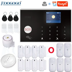 Système d'alarme de sécurité domestique sans fil, wi fi, GSM, 433MHz, avec détecteur de fumée, capteur de porte, application Tuya SmartLife, fonctionne avec Alexa et Google 