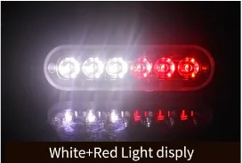white red 2/4 pcs 6 LED Flash Strobe Emergency Warning Light For Car Auto Truck SUV Motorcycle Side Strobe Warning Flashing Light 12V-24V - Цвет: white red