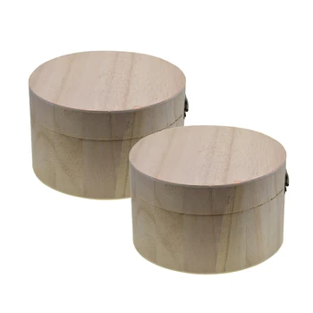 

2 Pcs Round Wooden Box With Lid, Wooden Box, Deco Box, Storage Box As