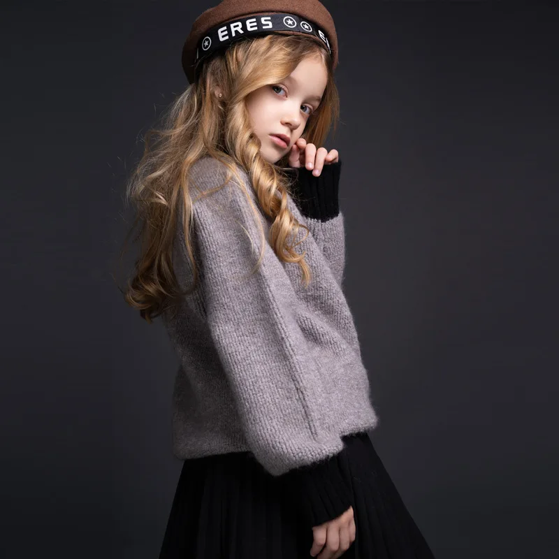 

Boys Girls Turtleneck Solid Baby Kids Sweaters Soft Warm Sueter Autumn Winter Children's Sweater Coats For 140-160cm