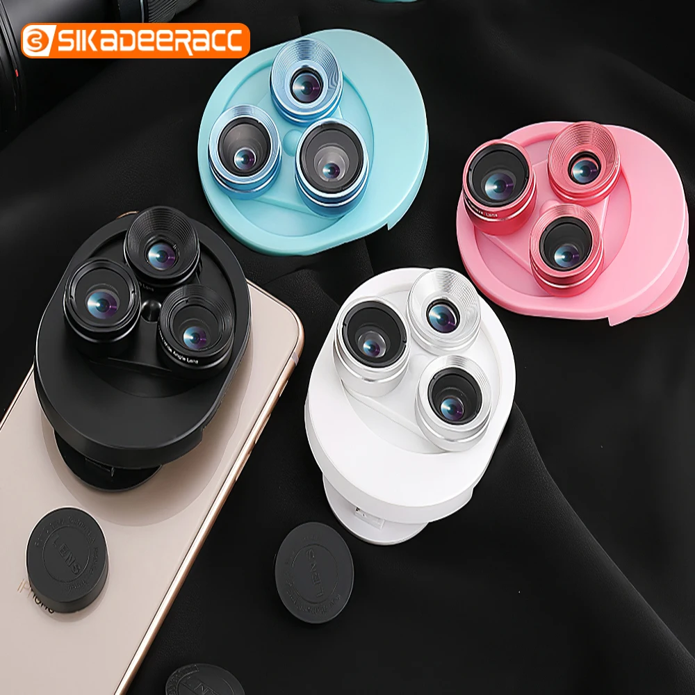 

3 In 1 Mobile Phone Camera Lens Wide Angle 20X Macro Fisheye Zoom Turntable Portable For Samsung Galaxy S8 S9 Plus S10 S7 Edge