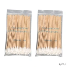 200 шт./пакет 15 см длинной деревянной ручкой ватный тампон с одной головкой ватные палочки носа уборки стерильной палочки макияж губки аппликатора Удалить инструмент