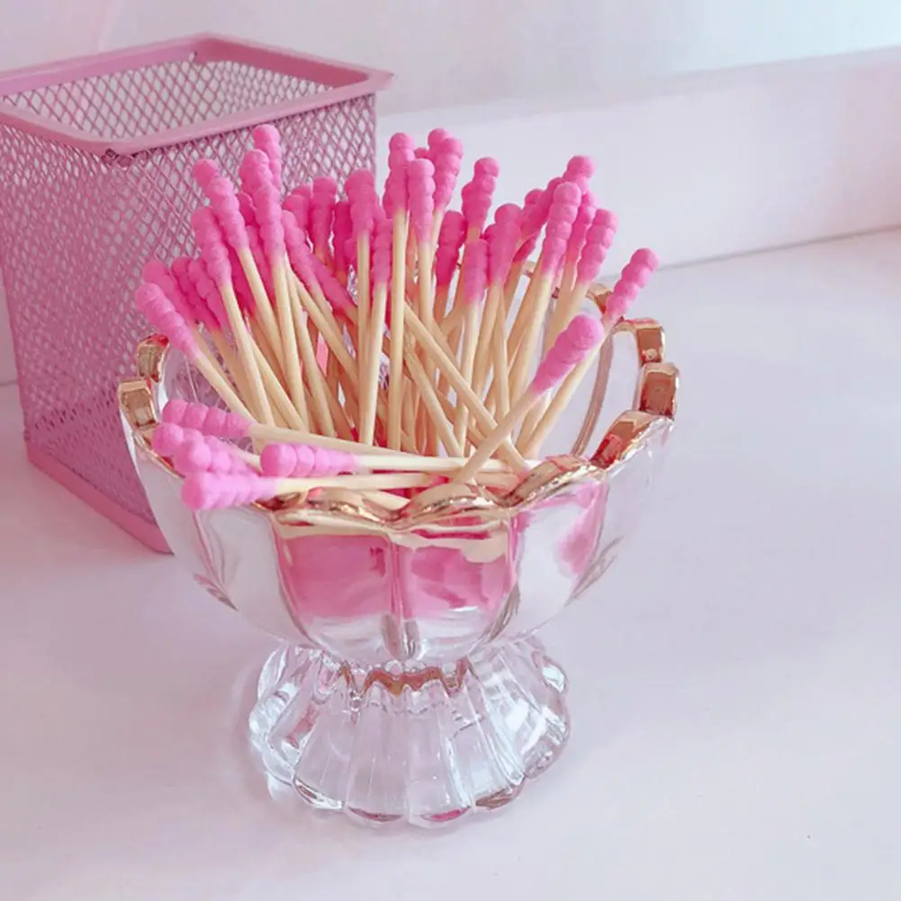 

100Pcs/pack Double Head Disposable Makeup Cotton Swab Cosmetics Makeup Cotton Buds Tip Ears Cleaning Removing Tools Swabs