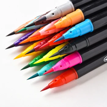 

12 24 36 PCS Colors Art Marker Watercolor Brush Pens for School Supplies Stationery Drawing Coloring Books Manga Calligraphy