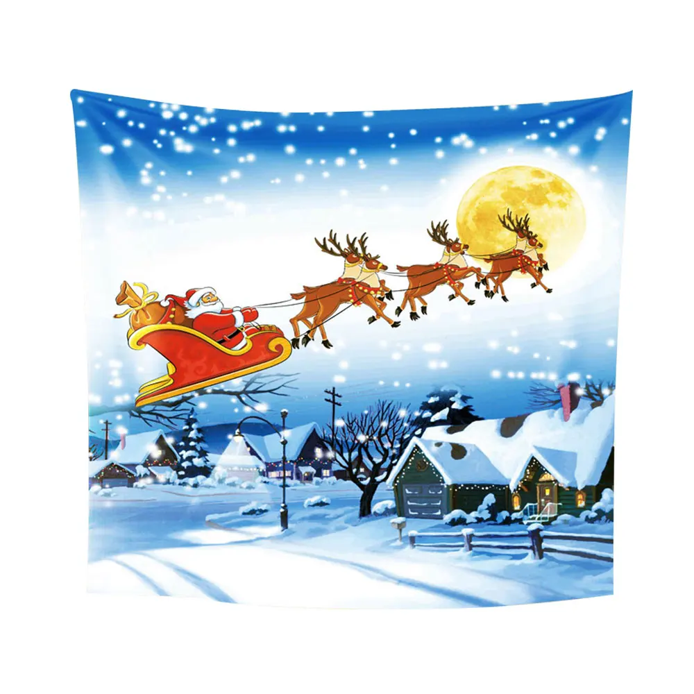 Wall Art Snowman Christmas Tapestry Tapestry Polyester Blanket Blanket Decor Throw Xams Home Santa Claus Wall Hanging