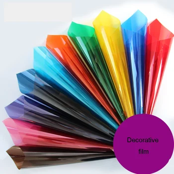 

SUNICE With Glue Colored Transparent Window Solar Film Sticker UV-PROOF House decor Building Glass 7 color Choice 70cm*500cm