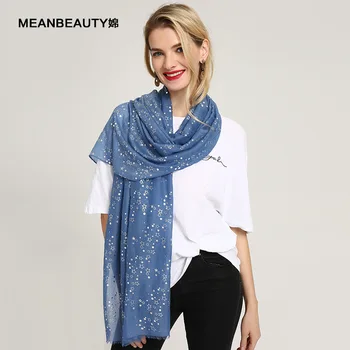 

Spring and summer temperament style hot silver five-pointed star cotton and hemp scarf dream sunscreen printing lady scarf