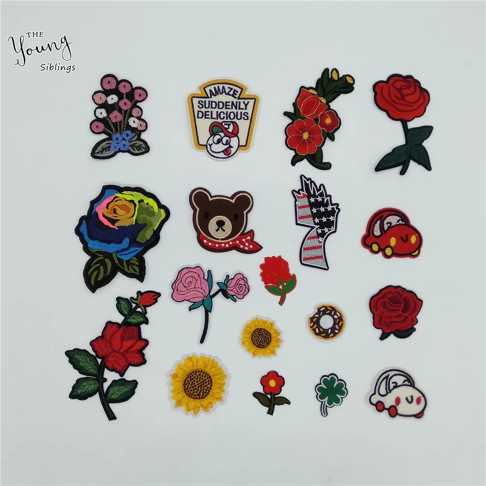 

New arrive Embroidery Applique Flower Hot melt adhesive patch Sewing Stripe Patch DIY Badges Iron on patch Clothing Accessories