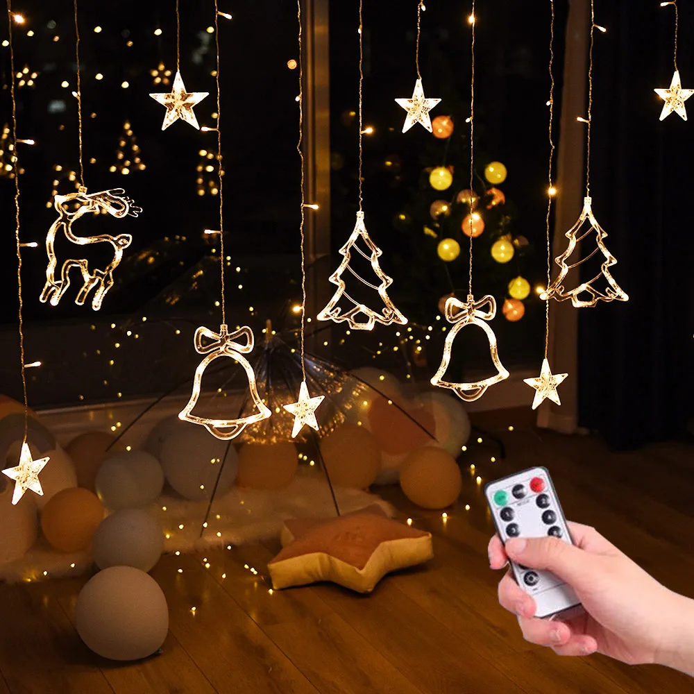 

3.5M 220V LED Moon Star Lamp Christmas Garland String lights Fairy Curtain light Outdoor For Holiday Wedding Party Decoration
