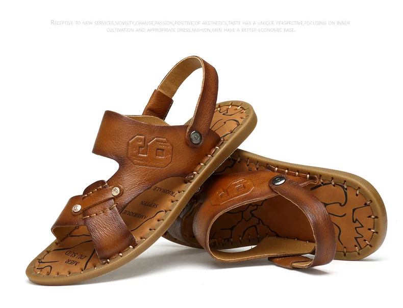New Style Summer Men Genuine Leather Fashion Peep-Toe Sandals Hot Selling Versatile Sandals Men's