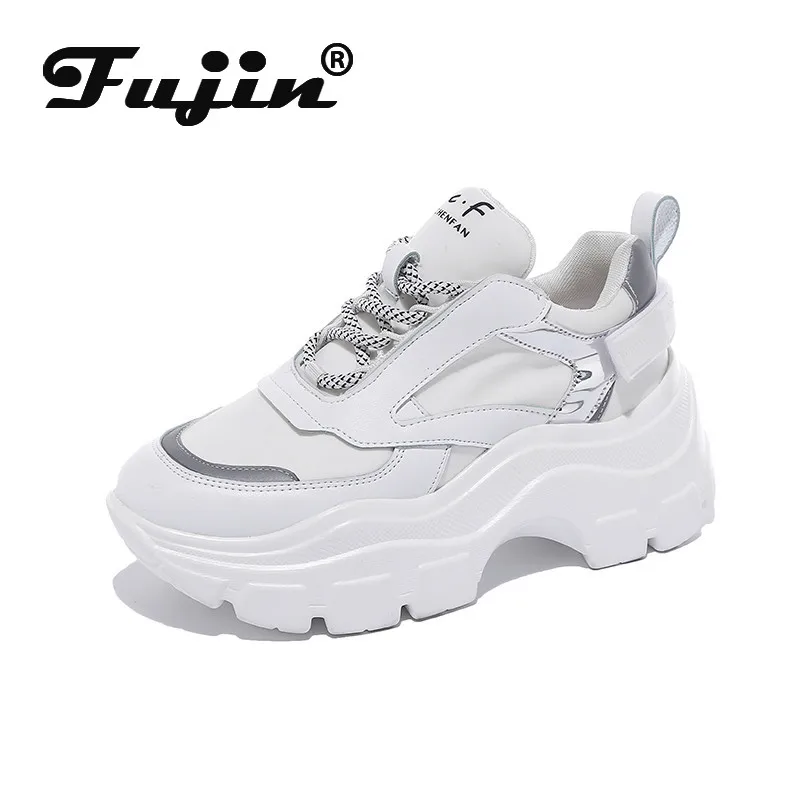 

Fujin Sneakers Women Spring Dropshipping Thick Bottom Daddy Shoes Thick Bottom Round Toe Breathing Leisure Women Shoes