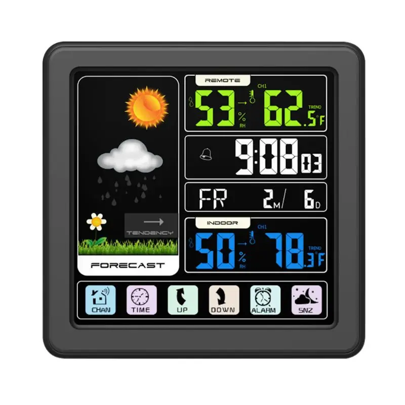

LCD Digital Touch Screen Weather Station Clock Thermometer Hygrometer Wireless Voice Control cLock