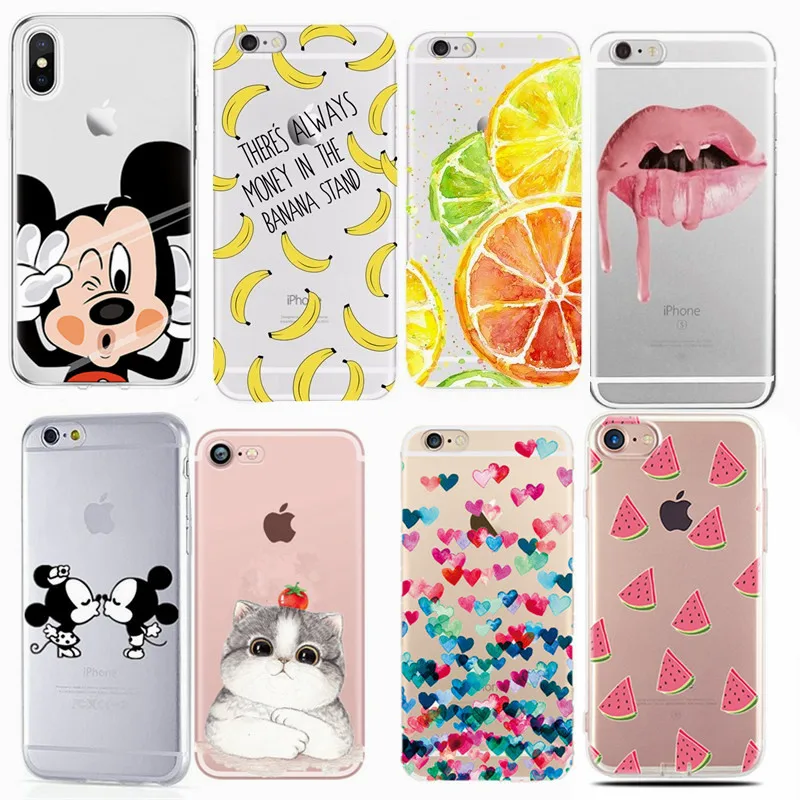 For funda iphone 7 iPhone Phone Case Silicone Case For iPhone 5 5S SE 6 6S 8 Plus XR XS MAX X Cartoon Ultra Thin - AliExpress