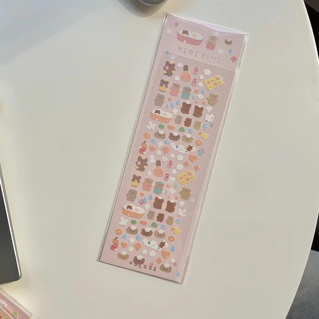 1Pc Korean Popular Cartoon Bunny Bear Laser Sticker Scrapbooking Stick DIY Material Stationary Kawaii Art Decoration Supplies 1Pc C