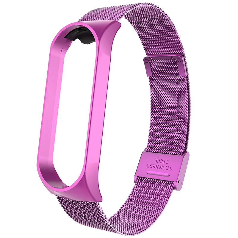 Buckle Purple Rovtop ремешок для Xiaomi Mi, 3 ремешка для Xiaomi Mi, 3 браслета для Xiaomi Mi, 4 магнита, металл, нержавеющая сталь - Цвет: Buckle Purple