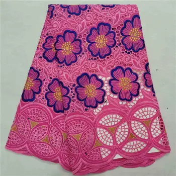 

5 yard Swiss lace fabric 2020 latest heavy beaded embroidery African cotton fabrics Swiss voile lace popular Dubai style HL05226
