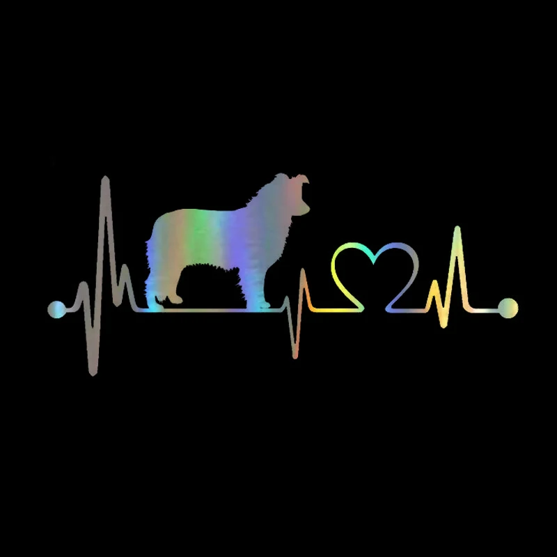 

Small Town Car Sticker 3D 19*8.3CM Border Collie Dog Heartbeat Sticker On Car Funny Stickers And Decals Vinyl Car Styling Decora