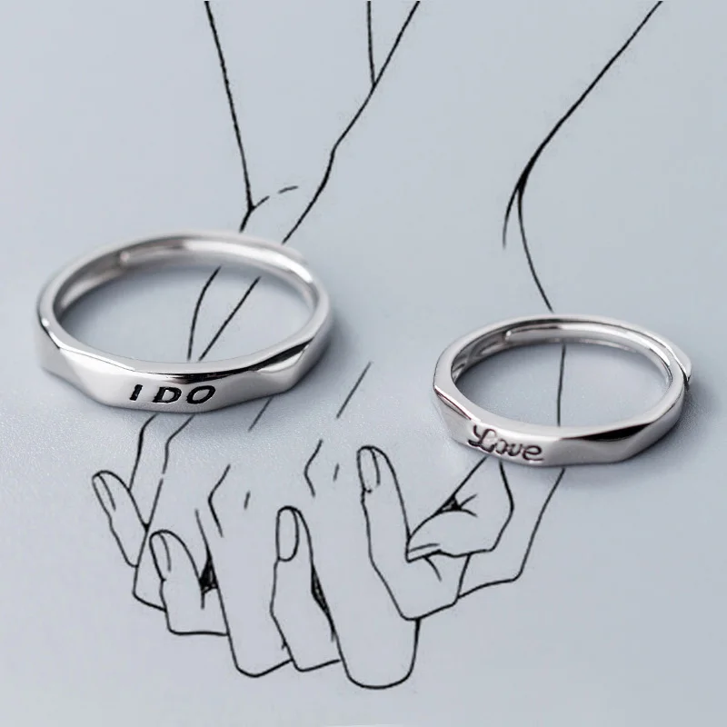 Trusta1set, 2 шт., Стерлинговое Серебро 925 пробы, Ювелирное кольцо «I do Love», размер кольца для влюбленных, подарок для пар, DS1263