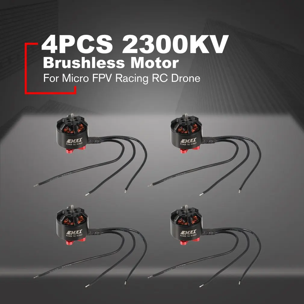 4pcs RS1408 2300KV 4 шт. Emax RS1108 5200KV/4500KV/6000KV 2-3S Легкий Мощный бесщеточный двигатель для Micro FPV Racing RC Дрон Квадрокоптер запчасти - Цвет: 4pcs RS1408 2300KV