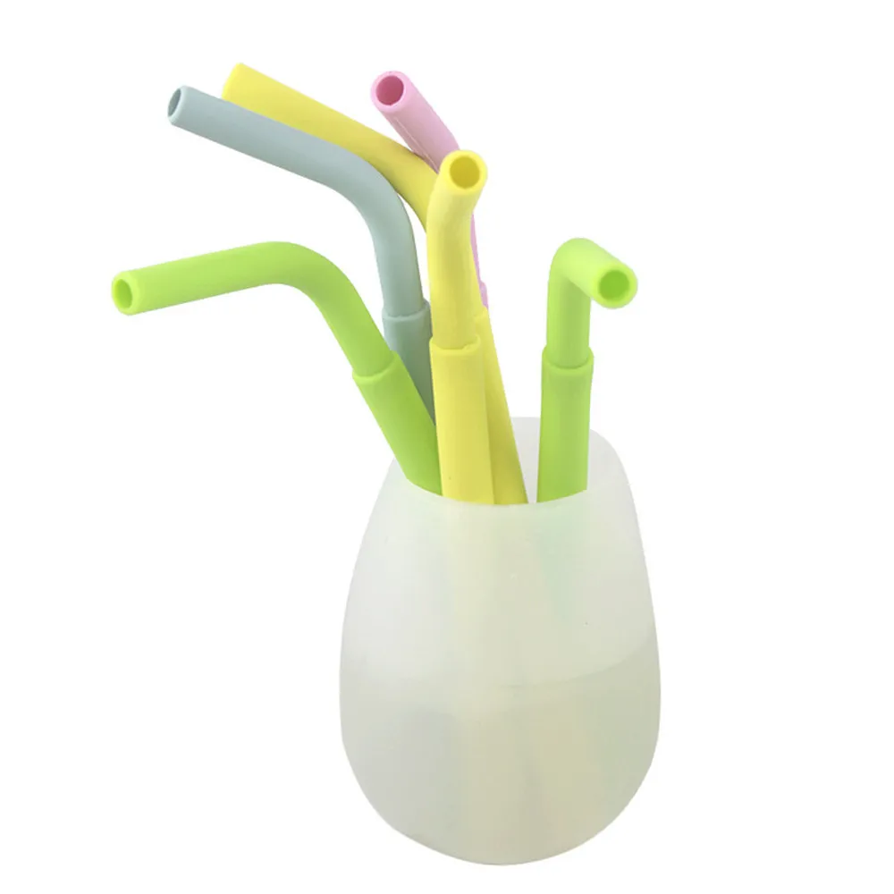 

Portable Reusable Washable Food Grade Silicone Drinking Bent Straws With Box