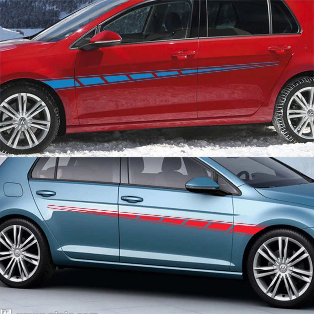 Автомобильные боковые наклейки на двери 2 шт. для Peugeot 206 Kia Opel Ford Focus BMW E46 E60 Audi A4 A3 VW