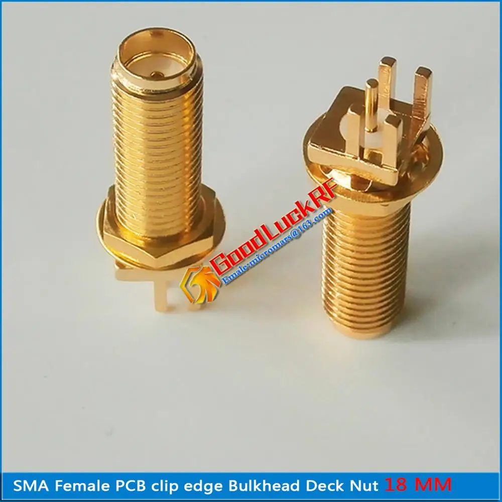 

1X Pcs SMA Female Askew jack Center Solder PCB Washer Bulkhead Nut clip edge mount Lengthen 18mm Coaxial RF Connector Adapters