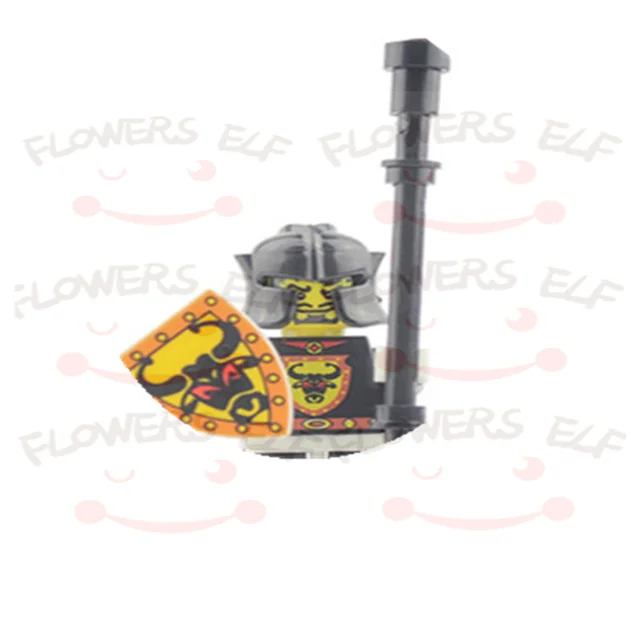 1PCS Blue Lion Red Green Dragon Knight Mini Two-person Villain Middle Age Assembling Building Blocks Children'sToy Medieval Knig 9807E