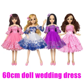 

1/3 BJD Dolls 60cm 21 Movable Joint Doll 3D Real Eye DIY Dressing Embroidered Net Yarn Bubble Princess Sleeve Wedding Girl Toy