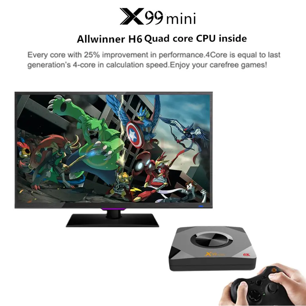 2019X99 Мини Android 9,0 tv BOX 2,4G/5G wifi 6K Allwinner H6 четырехъядерный ЖК-дисплей 4 Гб 64 Гб/32 ГБ USB3.0 ТВ приставка